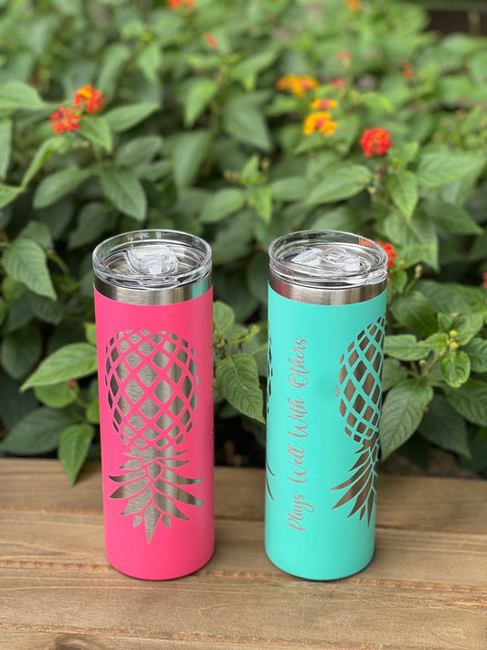 PERSONALIZED Upside Down Pineapple Tumbler, Plays Well With Others Insulated Cup, Swinger / Lifestyle Tumbler, Laser Etched Gift, Gag Gift