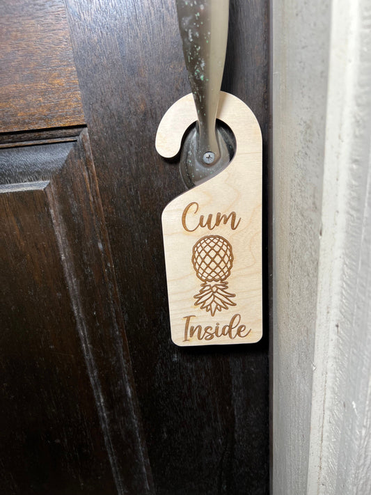 Cum Inside Upside Down Pineapple Door knob Hanger,   Swinger / Lifestyle Door Hanger